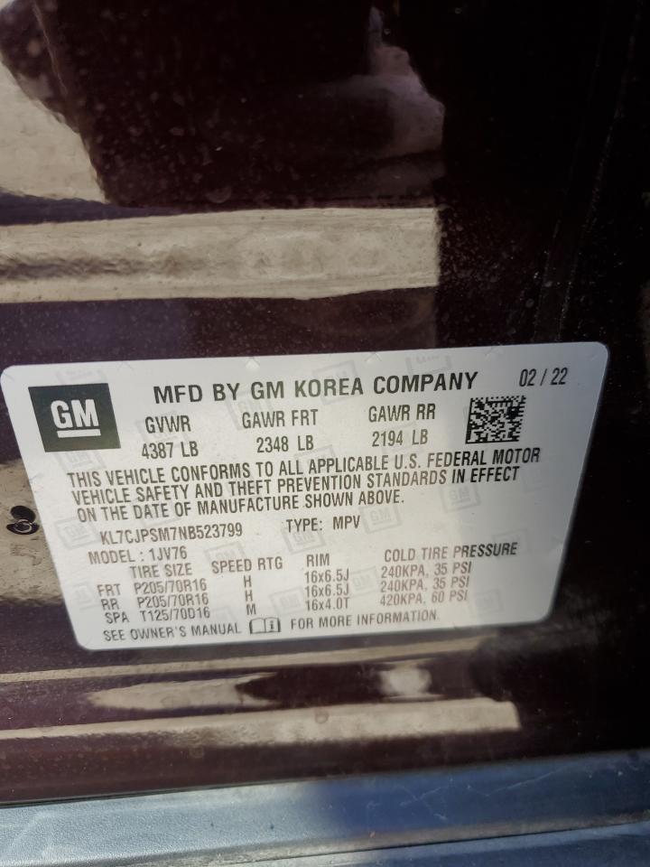 KL7CJPSM7NB523799 2022 Chevrolet Trax 1Lt