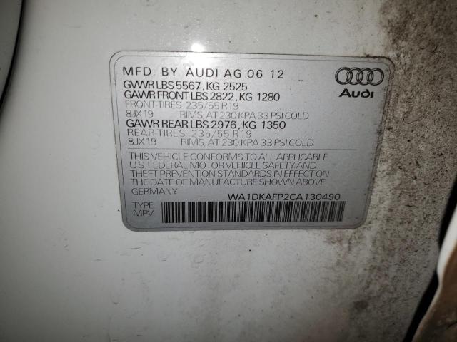 2012 Audi Q5 Premium Plus VIN: WA1DKAFP2CA130490 Lot: 60967674