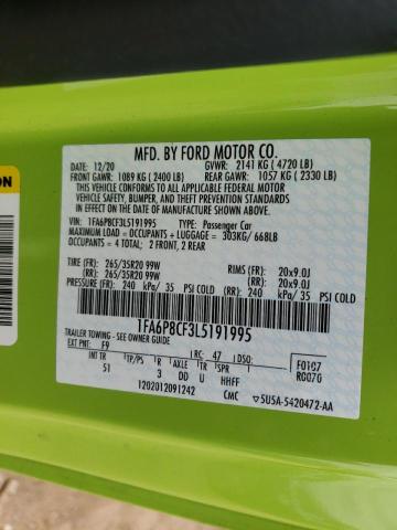 2020 Ford Mustang Gt VIN: 1FA6P8CF3L5191995 Lot: 56840554