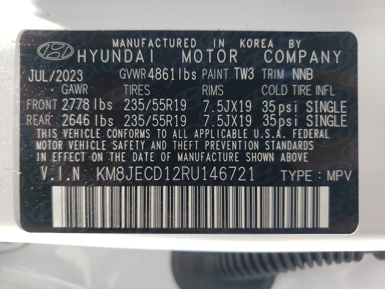 KM8JECD12RU146721 2024 Hyundai Tucson Limited