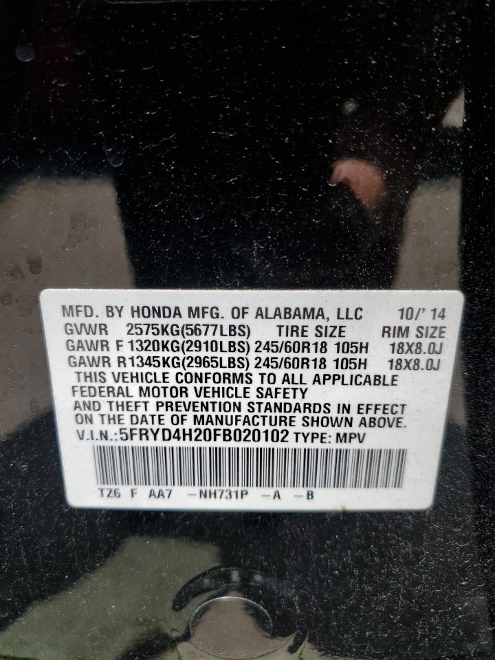 5FRYD4H20FB020102 2015 Acura Mdx