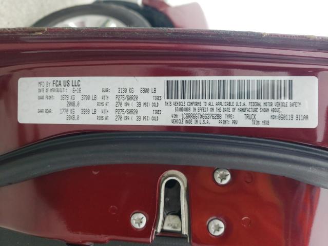 2016 Ram 1500 Slt VIN: 1C6RR6GTXGS376288 Lot: 56225254