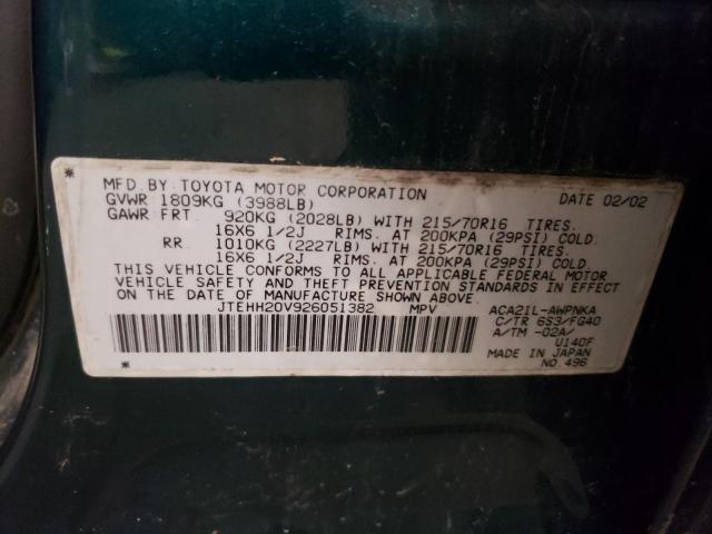 2002 Toyota Rav4 VIN: JTEHH20V926051382 Lot: 57769514