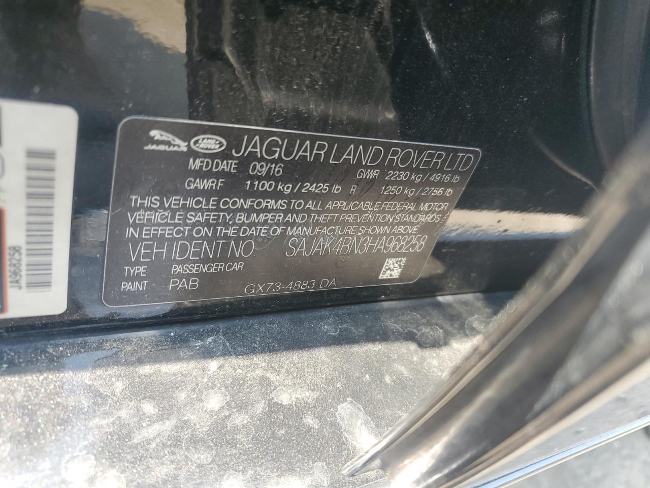 SAJAK4BN3HA968258 2017 Jaguar Xe Prestige