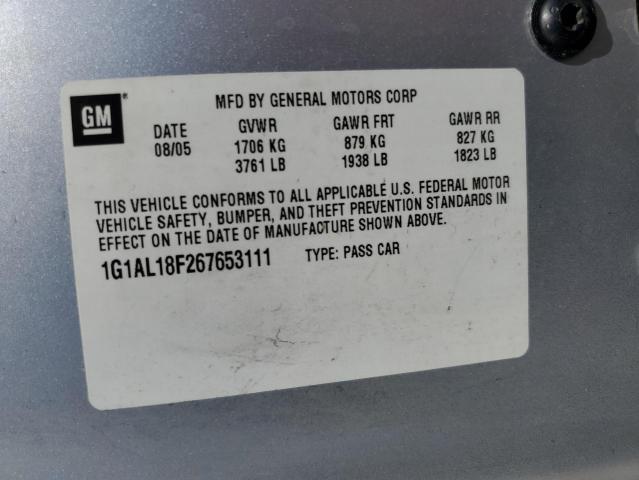 2006 Chevrolet Cobalt Lt VIN: 1G1AL18F267653111 Lot: 61309804