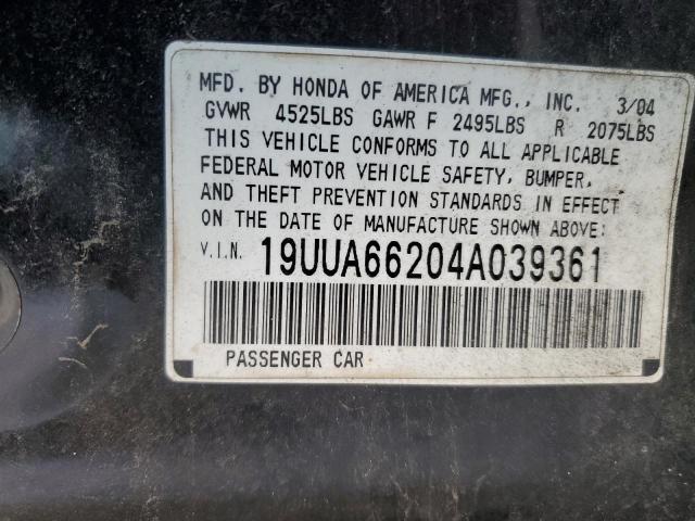 2004 Acura Tl VIN: 19UUA66204A039361 Lot: 58648954