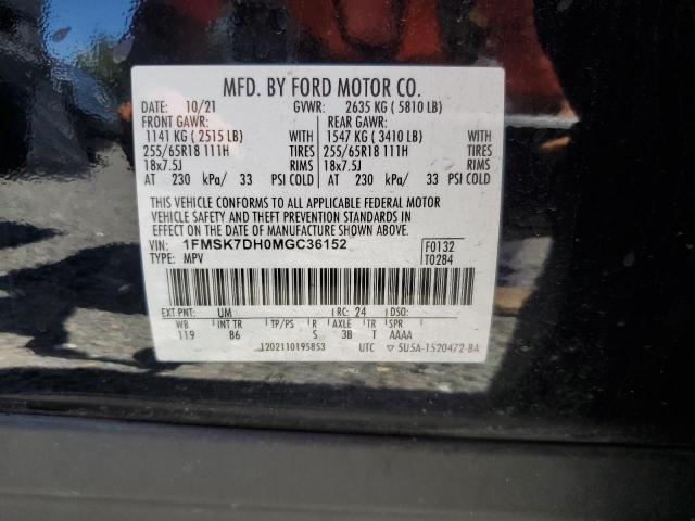 2021 Ford Explorer Xlt VIN: 1FMSK7DH0MGC36152 Lot: 58555934