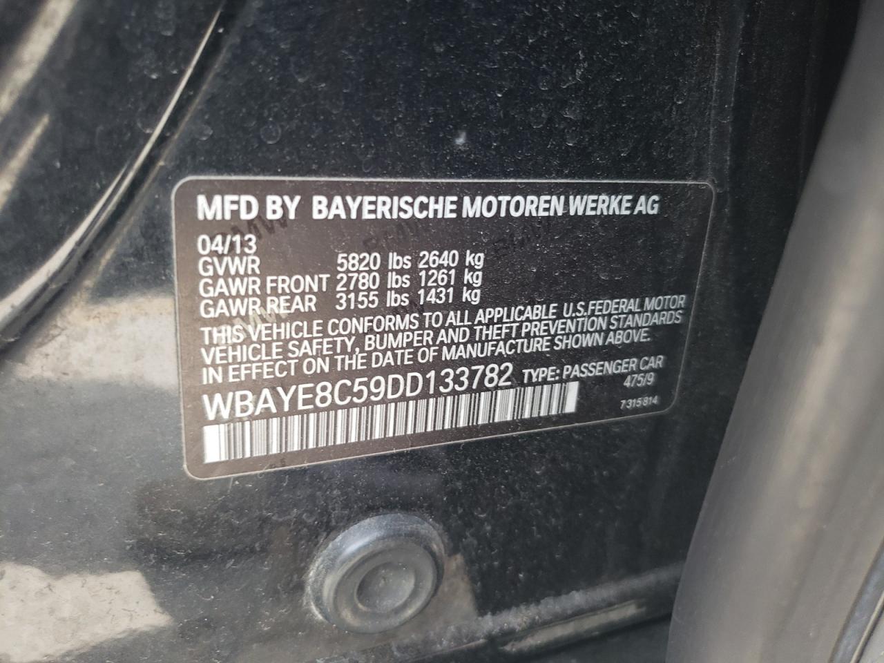 WBAYE8C59DD133782 2013 BMW 750 Li