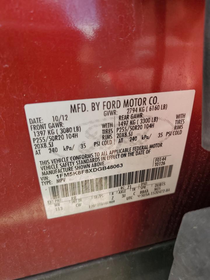 1FM5K8F8XDGB48063 2013 Ford Explorer Limited