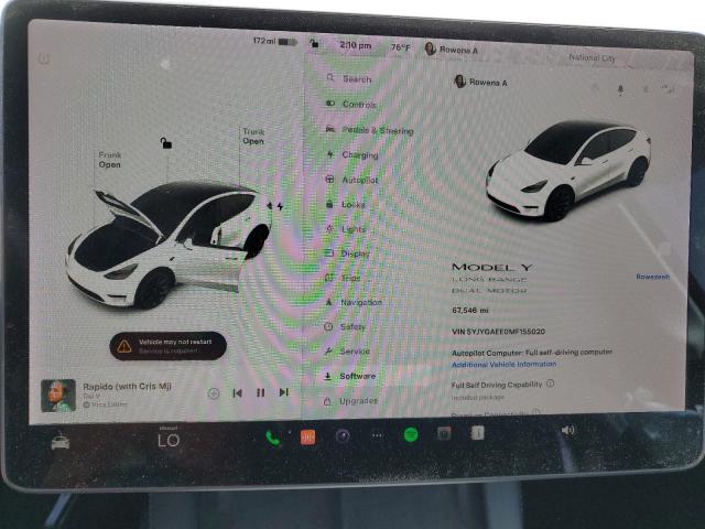 2021 Tesla Model Y VIN: 5YJYGAEE0MF155020 Lot: 59567194