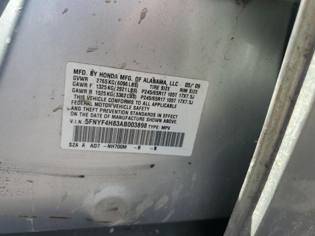 2010 Honda Pilot Touring VIN: 5FNYF4H83AB003898 Lot: 60326404