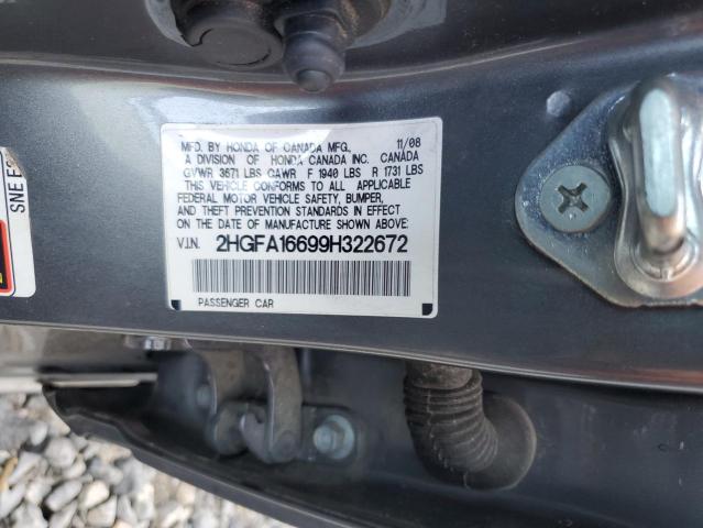 2009 Honda Civic Lx-S VIN: 2HGFA16699H322672 Lot: 58474524