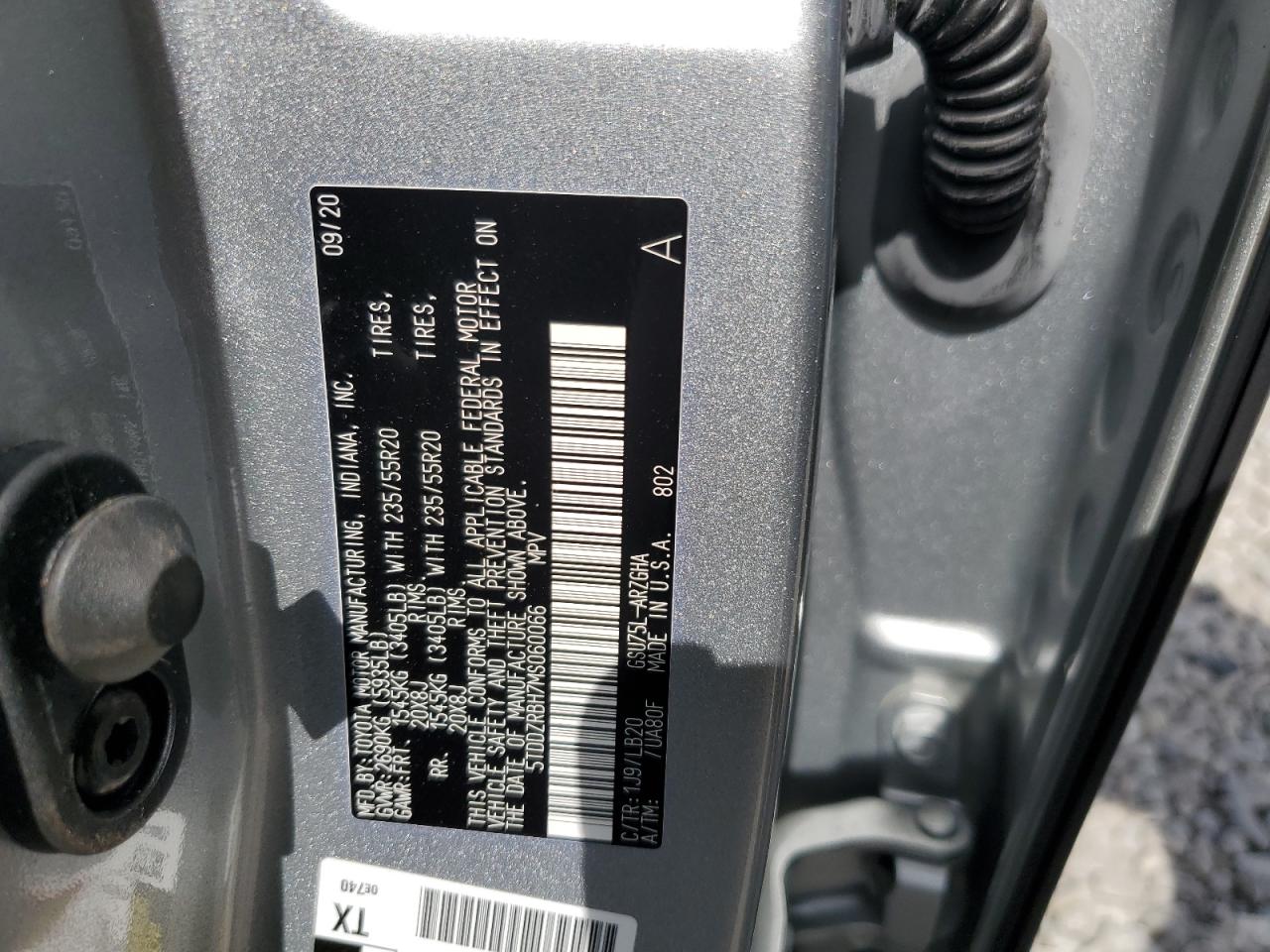 5TDDZRBH7MS060066 2021 Toyota Highlander Limited