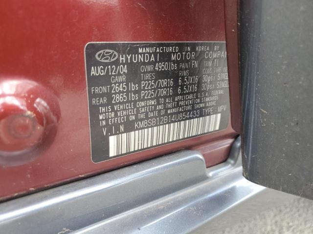 2004 Hyundai Santa Fe Gl VIN: KM8SB12B14U854433 Lot: 58860904