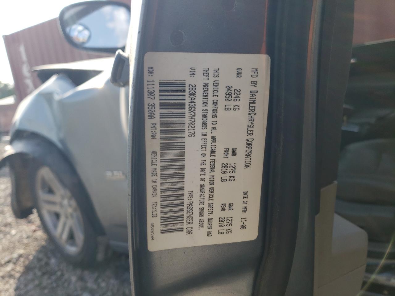 2B3KA43GX7H702176 2007 Dodge Charger Se