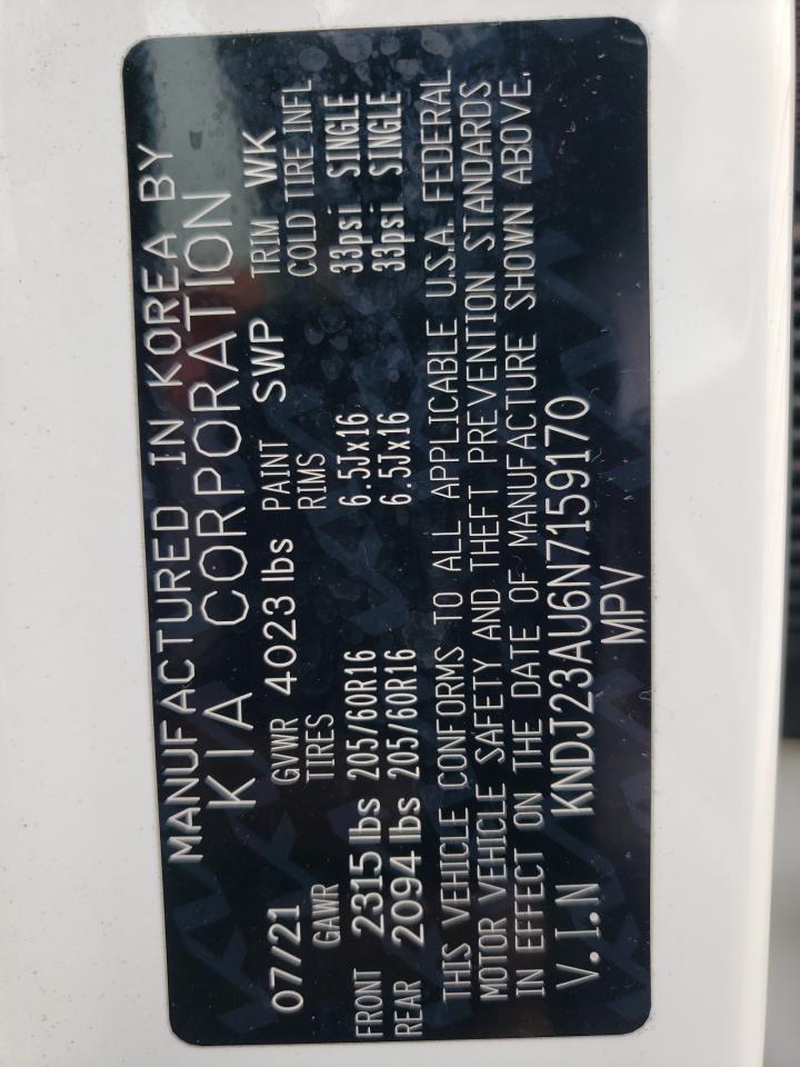 KNDJ23AU6N7159170 2022 Kia Soul Lx