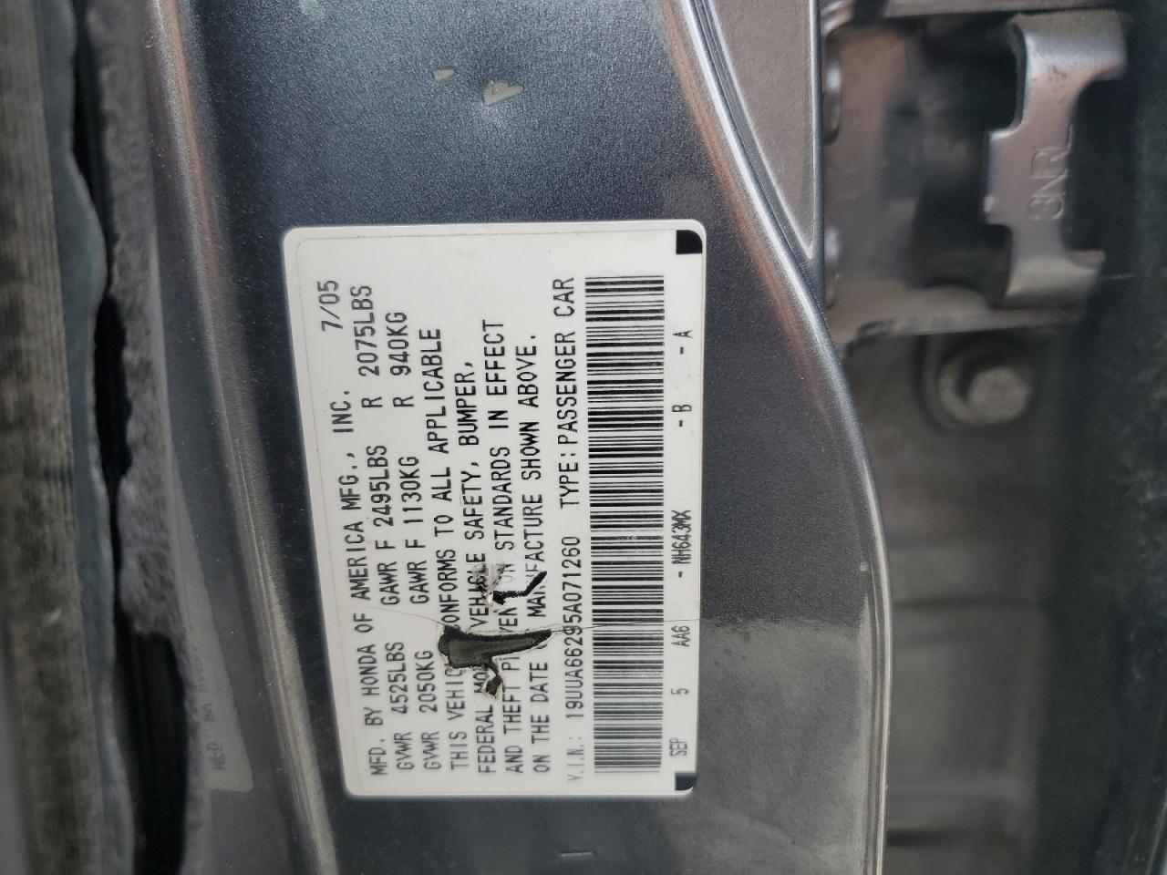 19UUA66295A071260 2005 Acura Tl