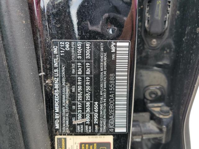 2013 Mercedes-Benz Ml 350 Bluetec VIN: 4JGDA2EB0DA155888 Lot: 59788974