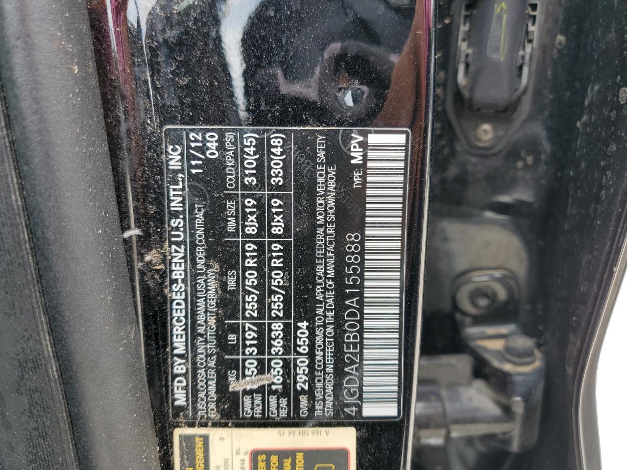 4JGDA2EB0DA155888 2013 Mercedes-Benz Ml 350 Bluetec