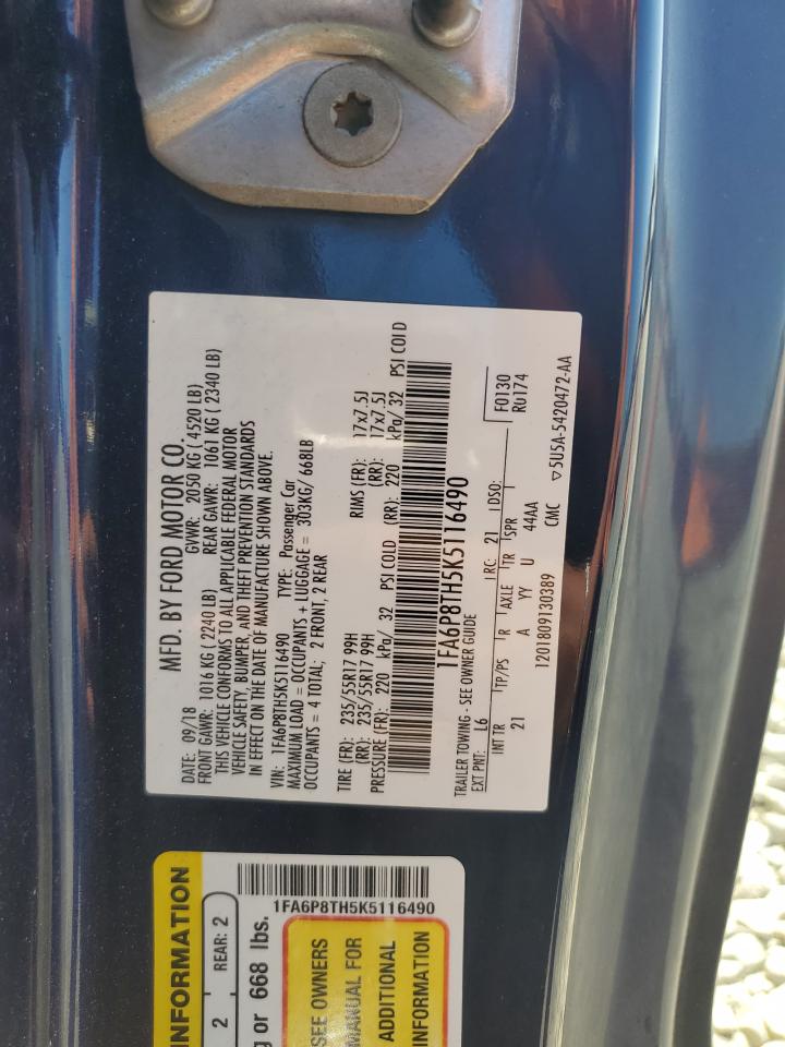 1FA6P8TH5K5116490 2019 Ford Mustang