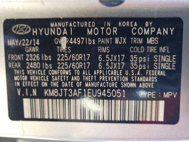 2014 Hyundai Tucson Gls VIN: KM8JT3AF1EU945051 Lot: 56242214