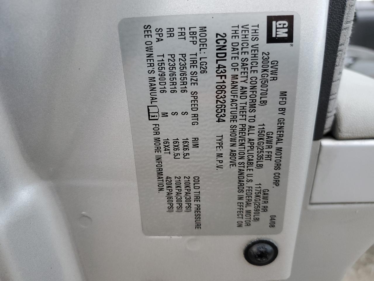 2CNDL43F186326534 2008 Chevrolet Equinox Lt