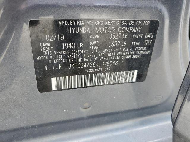 2019 Hyundai Accent Se VIN: 3KPC24A36KE076548 Lot: 60502754