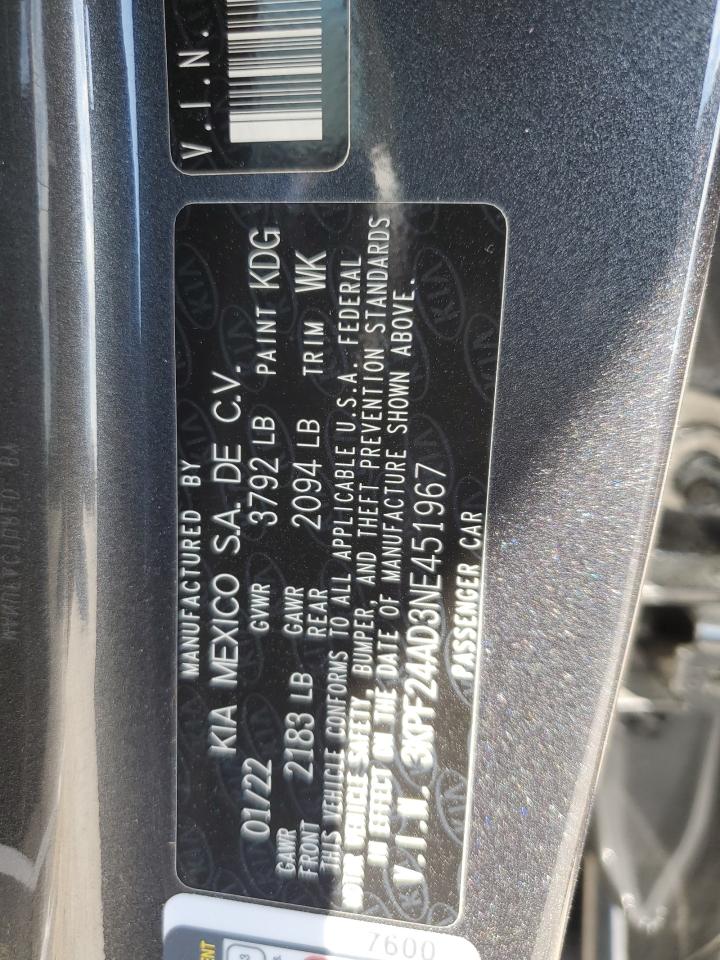 3KPF24AD3NE451967 2022 Kia Forte Fe