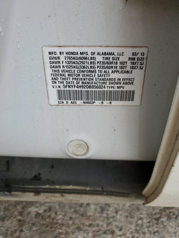 5FNYF4H92DB056024 2013 Honda Pilot Touring