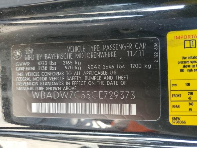 2012 BMW 328 I Sulev VIN: WBADW7C55CE729373 Lot: 58487564