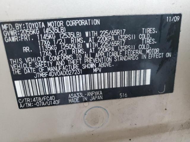 2010 Toyota Rav4 VIN: JTMBF4DV0AD027231 Lot: 58814984