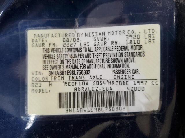 2008 Nissan Sentra 2.0 VIN: 3N1AB61E98L750302 Lot: 60157404
