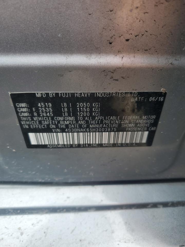 4S3BNAK65H3003875 2017 Subaru Legacy 2.5I Limited