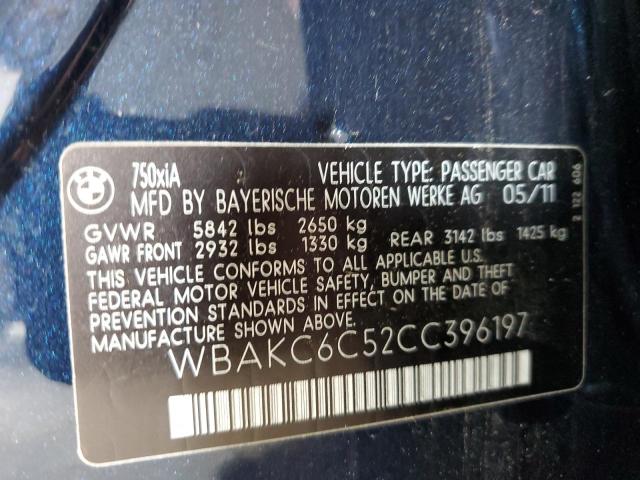 2012 BMW 750 Xi VIN: WBAKC6C52CC396197 Lot: 59460104