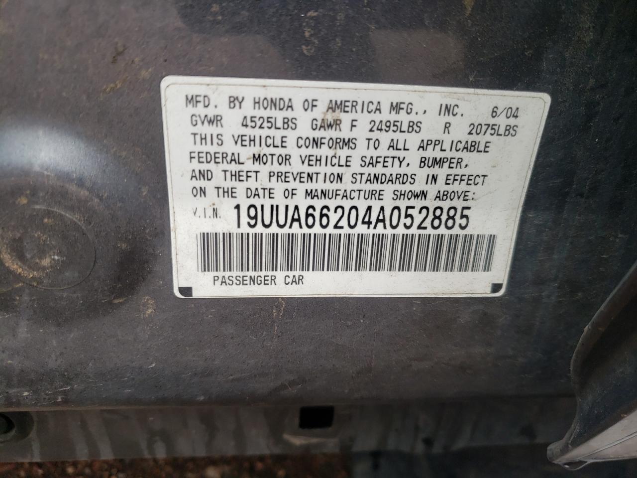 19UUA66204A052885 2004 Acura Tl