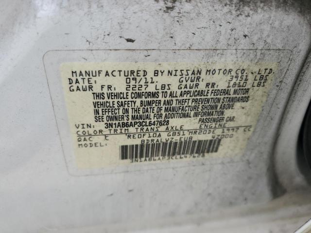 2012 Nissan Sentra 2.0 VIN: 3N1AB6AP3CL647628 Lot: 61323874