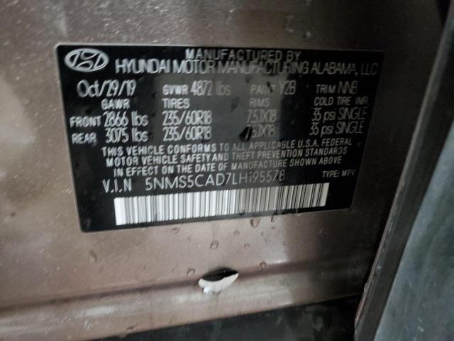 2020 Hyundai Santa Fe Limited VIN: 5NMS5CAD7LH195578 Lot: 60955874