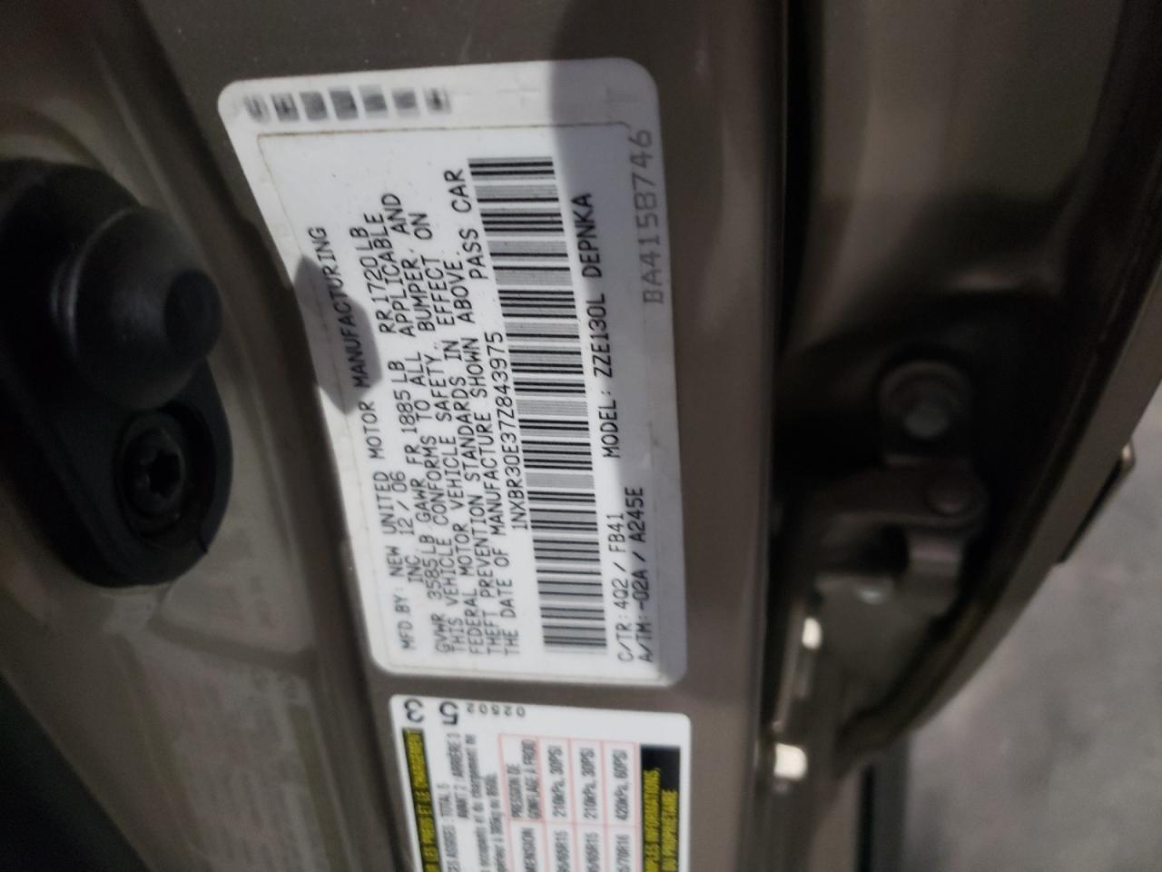 1NXBR30E37Z843975 2007 Toyota Corolla Ce