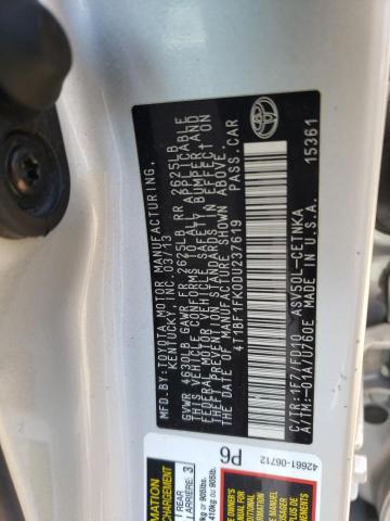 2013 Toyota Camry L VIN: 4T1BF1FK0DU237619 Lot: 57920274