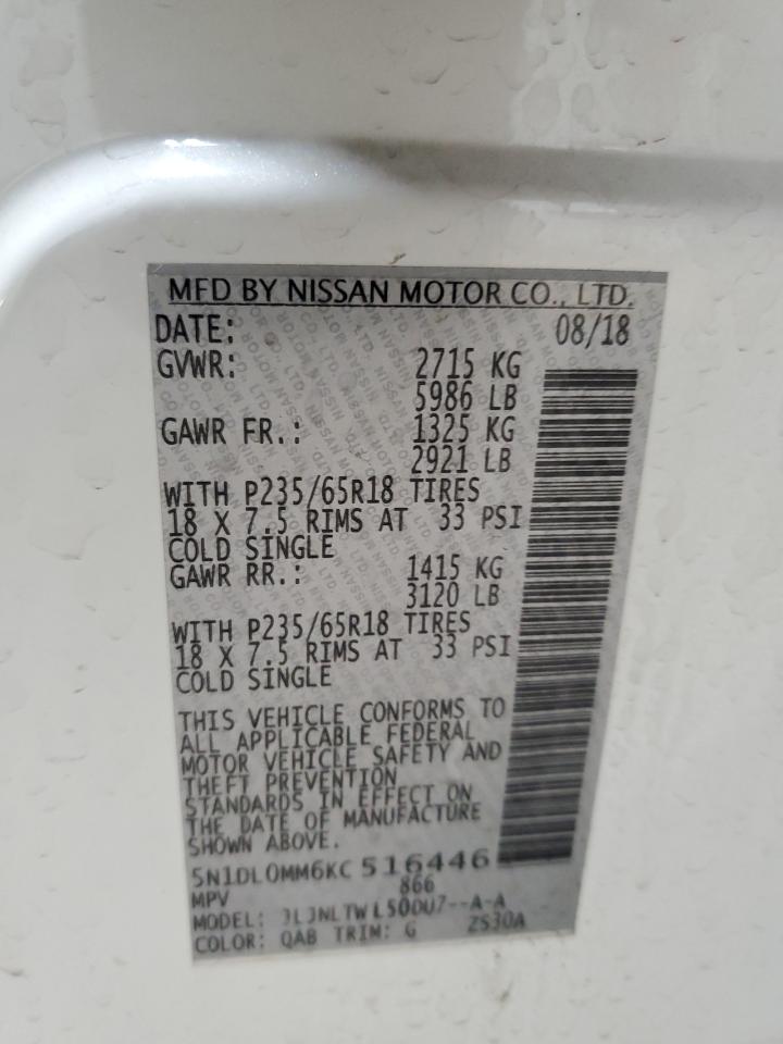 5N1DL0MM6KC516446 2019 Infiniti Qx60 Luxe