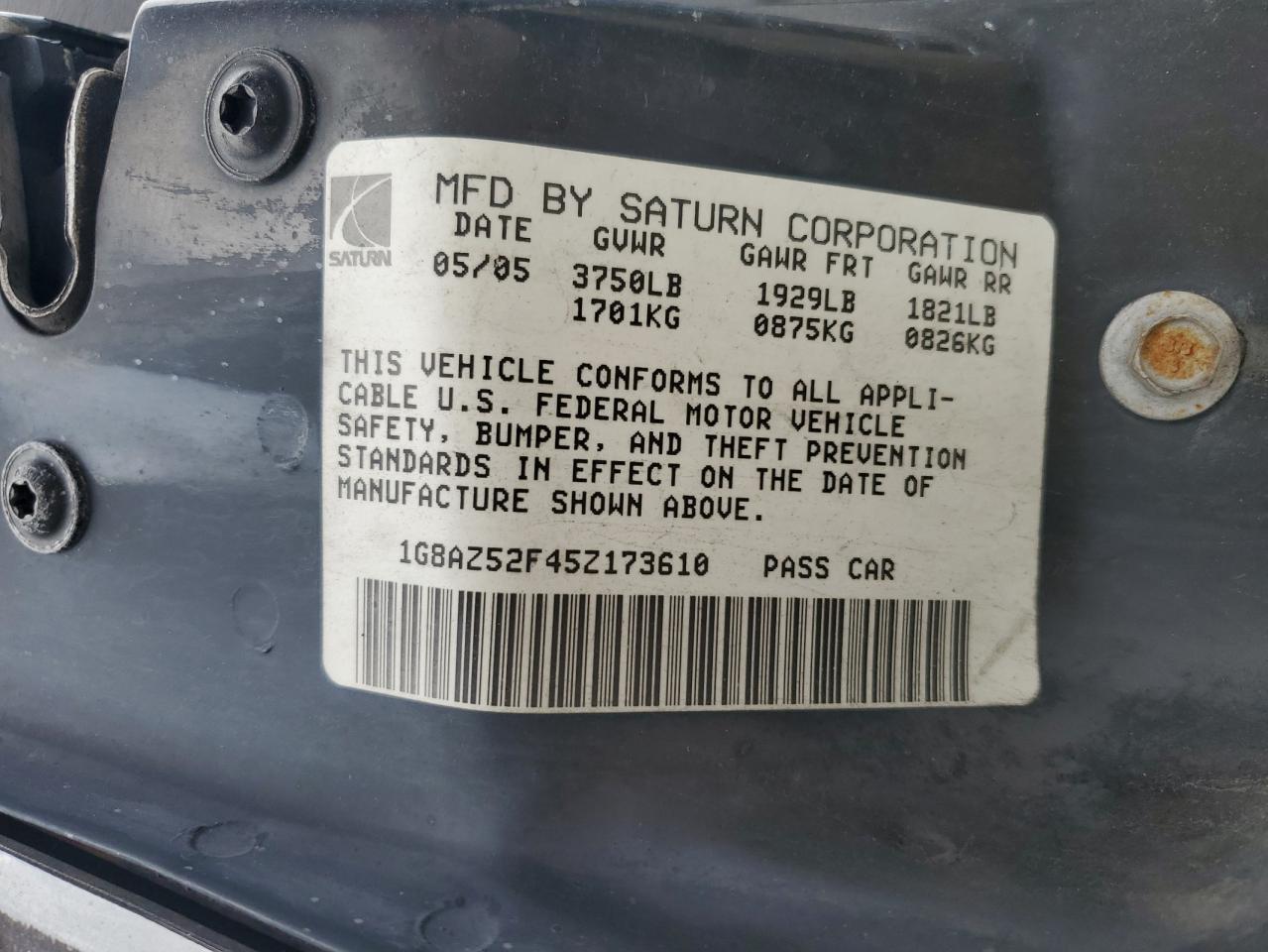 1G8AZ52F45Z173610 2005 Saturn Ion Level 2