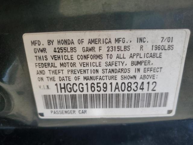 2001 Honda Accord Ex VIN: 1HGCG16591A083412 Lot: 59596364