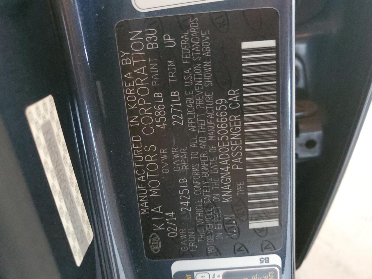 KNAGN4AD0E5066659 2014 Kia Optima Hybrid