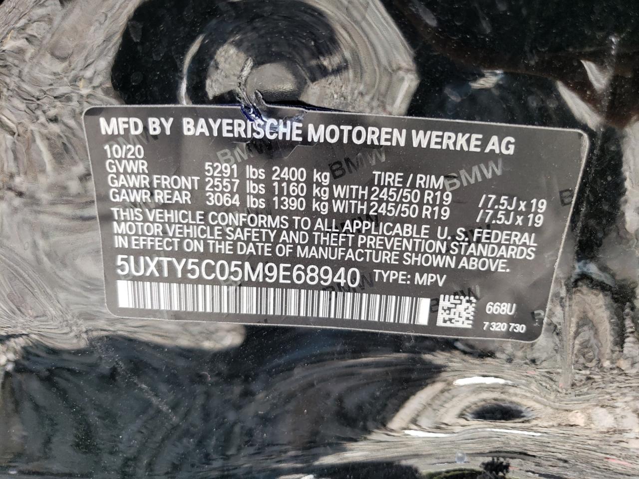 5UXTY5C05M9E68940 2021 BMW X3 xDrive30I