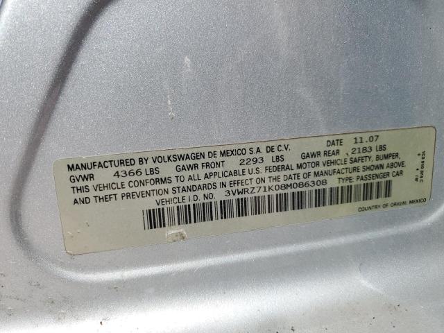 2008 Volkswagen Jetta Se VIN: 3VWRZ71K08M086308 Lot: 56751984