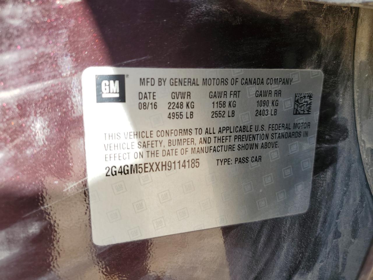 2G4GM5EXXH9114185 2017 Buick Regal