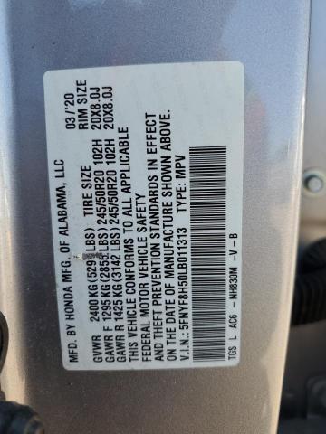 2020 Honda Passport Exl VIN: 5FNYF8H50LB011313 Lot: 58919024