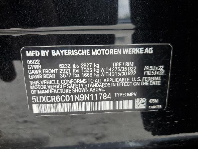 VIN 5UXCR6C01N9N11784 2022 BMW X5, Xdrive40I no.14