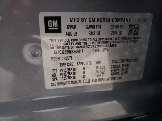 2019 Buick Encore Sport Touring VIN: KL4CJ2SB0KB849017 Lot: 60221524