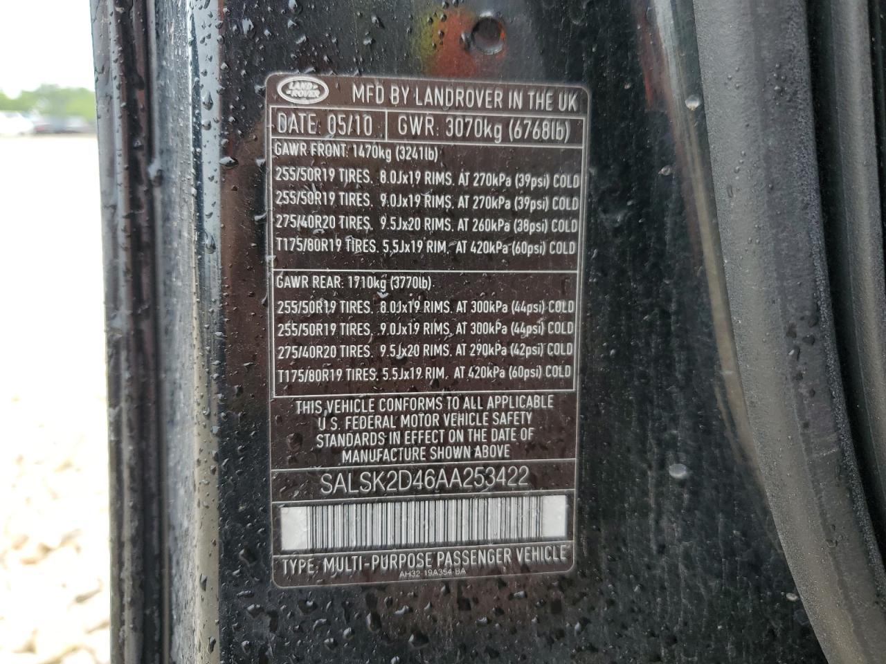 SALSK2D46AA253422 2010 Land Rover Range Rover Sport Lux